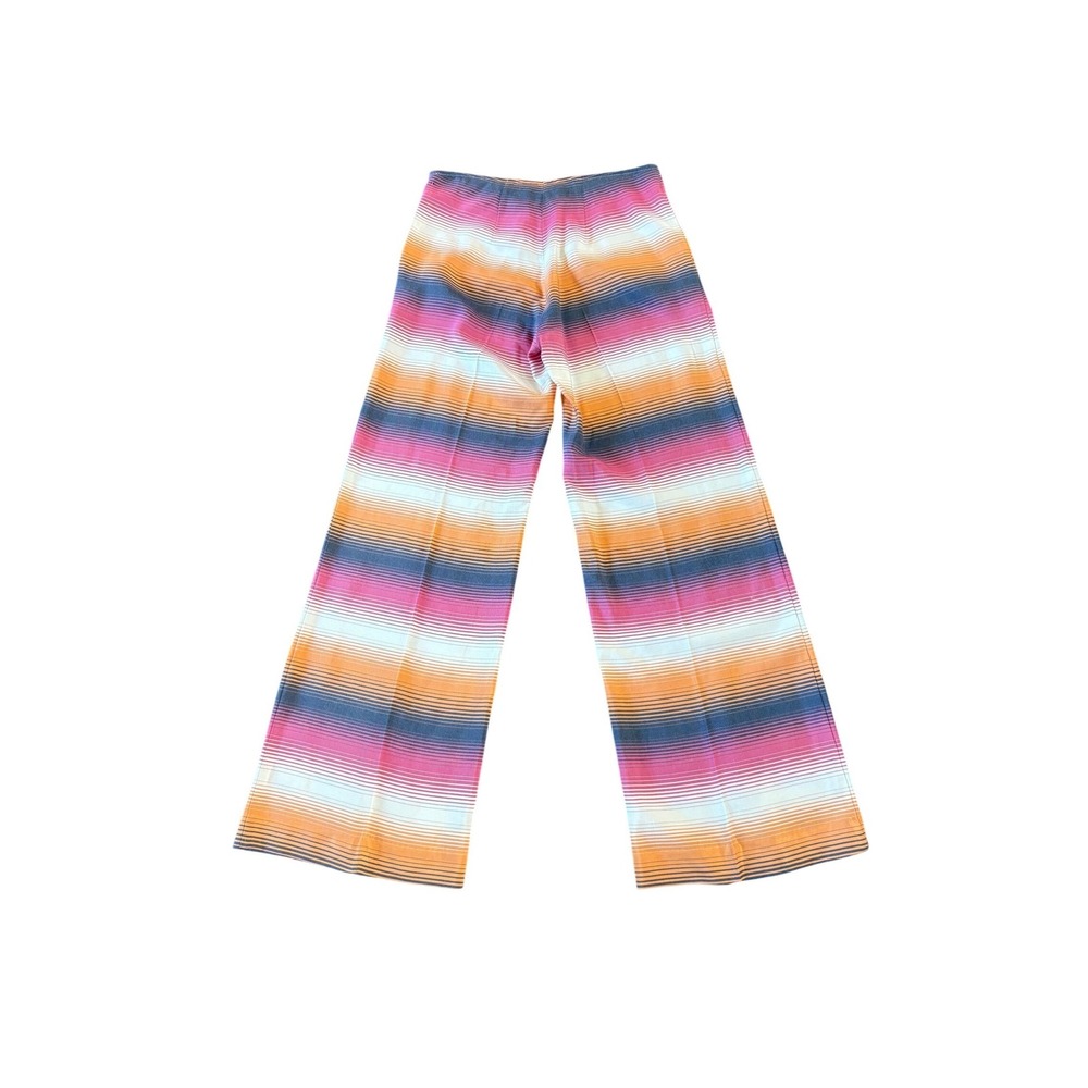 Trina Turk Women Pink Orange Striped Wide Leg Trousers Size 4 Boho Y2K Coastal - Picture 2 of 10